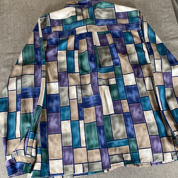 Alfred Dunner Button Up Blouse Long Sleeve Women's 14 Multicolor Retro Casual - Picture 14 of 14